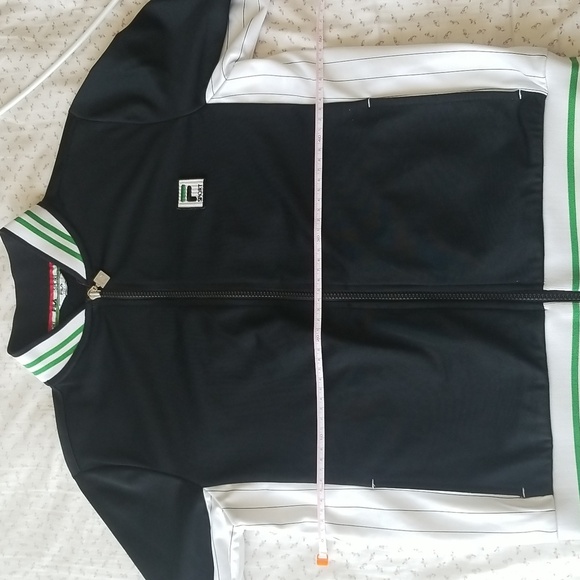 Fila Sport Black White Green Stripe Track Soccer Jacket 30730 - Picture 7 of 7